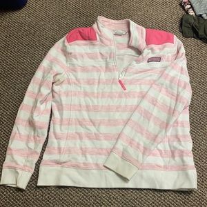 Pink and white striped shep